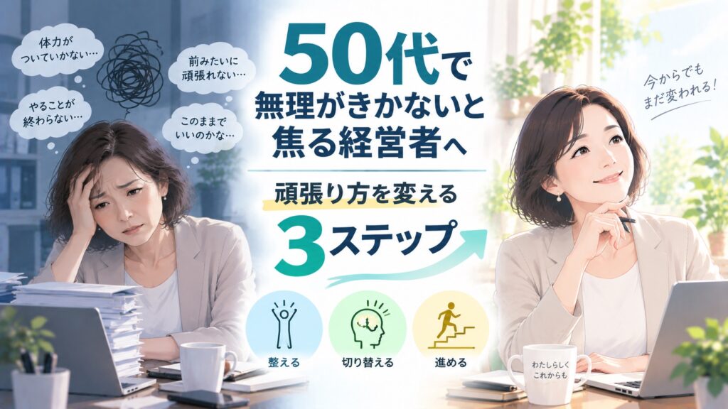 50代で無理がきかないと焦る経営者へ｜頑張り方を変える3ステップ