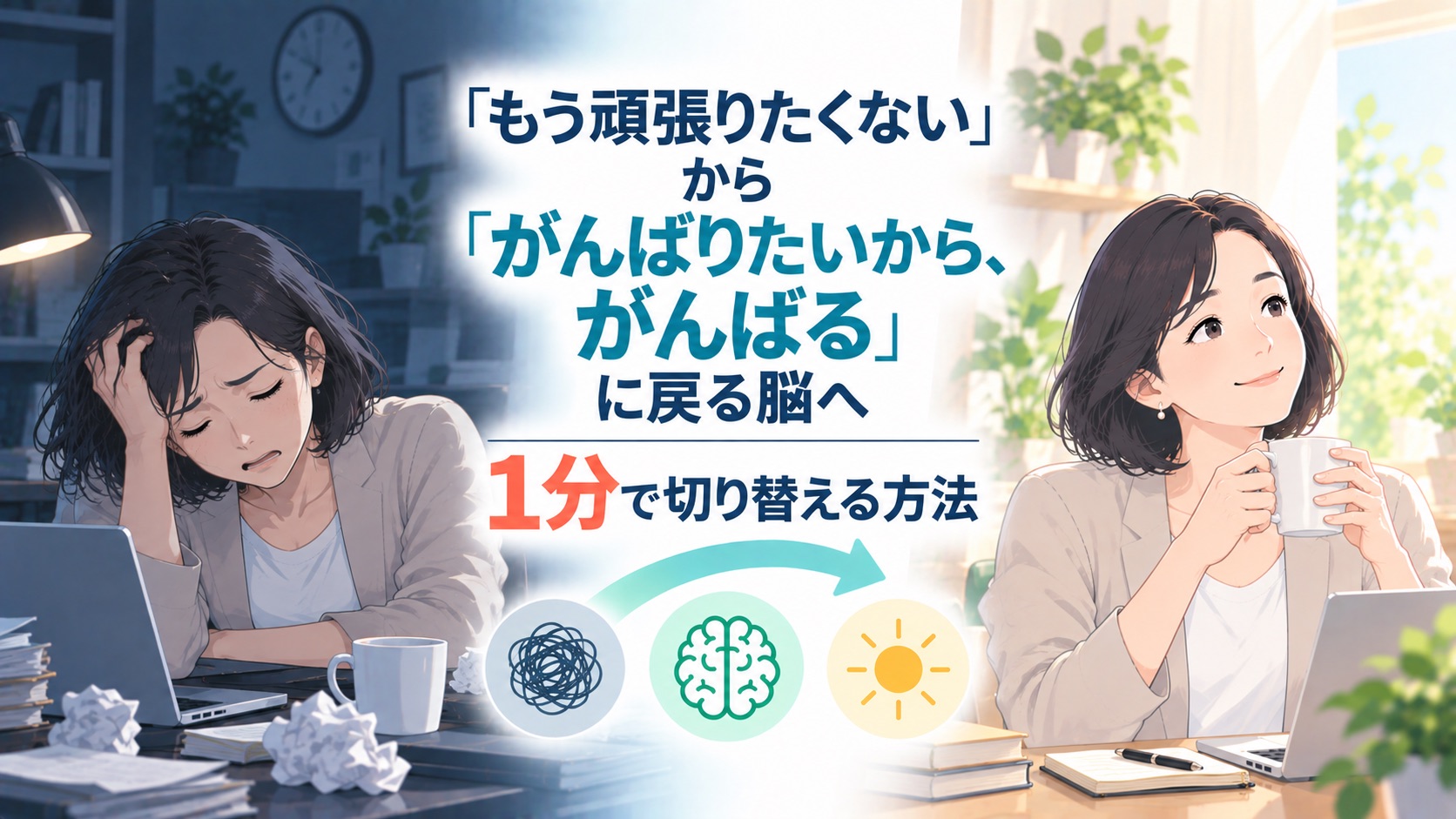 「もう頑張りたくない」から「がんばりたいから、がんばる」に戻る脳へ1分で切り替える方法