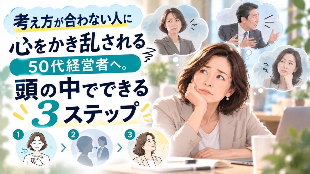考え方が合わない人に心を掻き乱される50代経営者へアタなの中でできる3ステップ