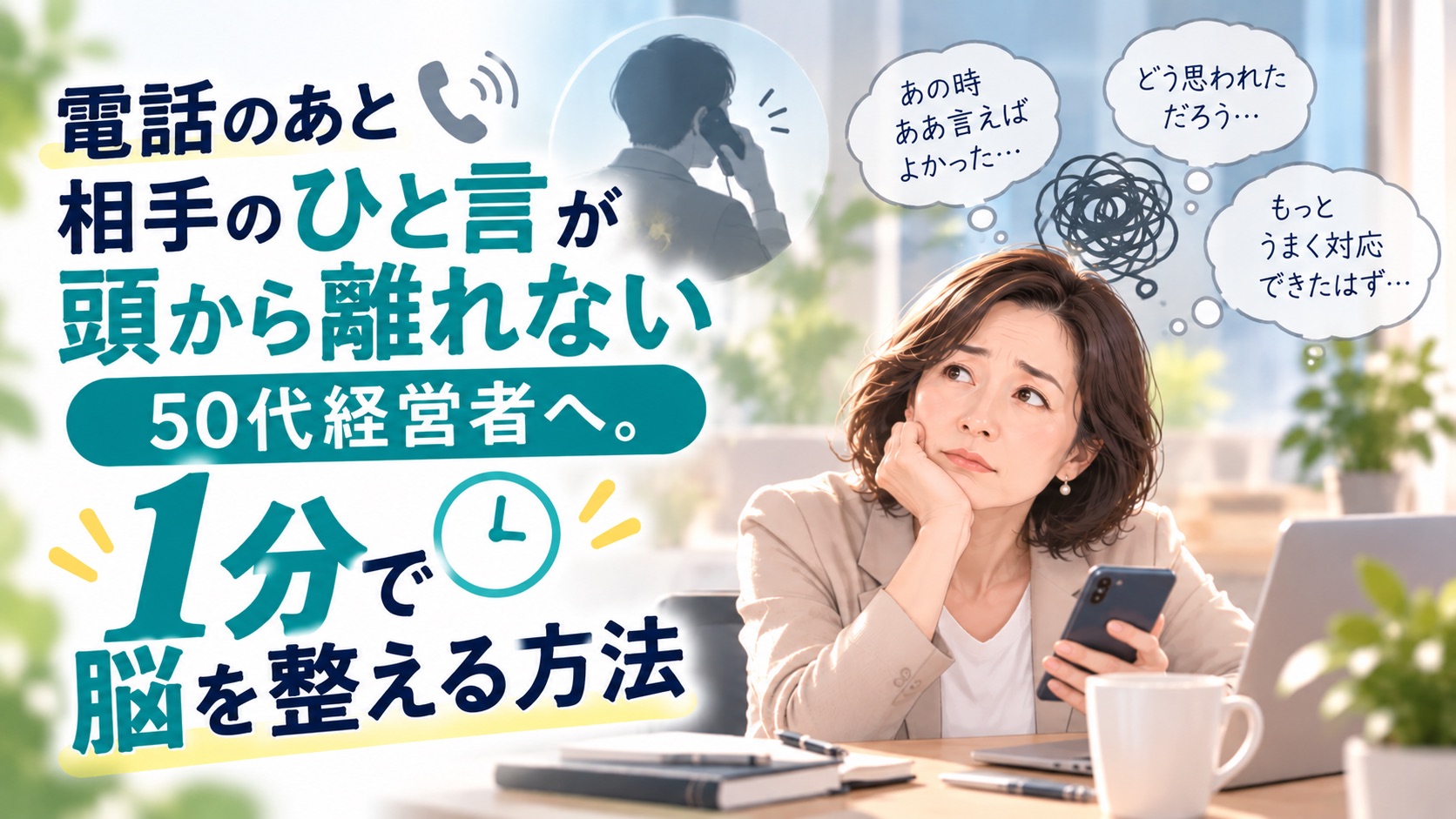 電話のあと相手のひと言が頭から離れない50代経営者へ。1分で脳を整える方法
