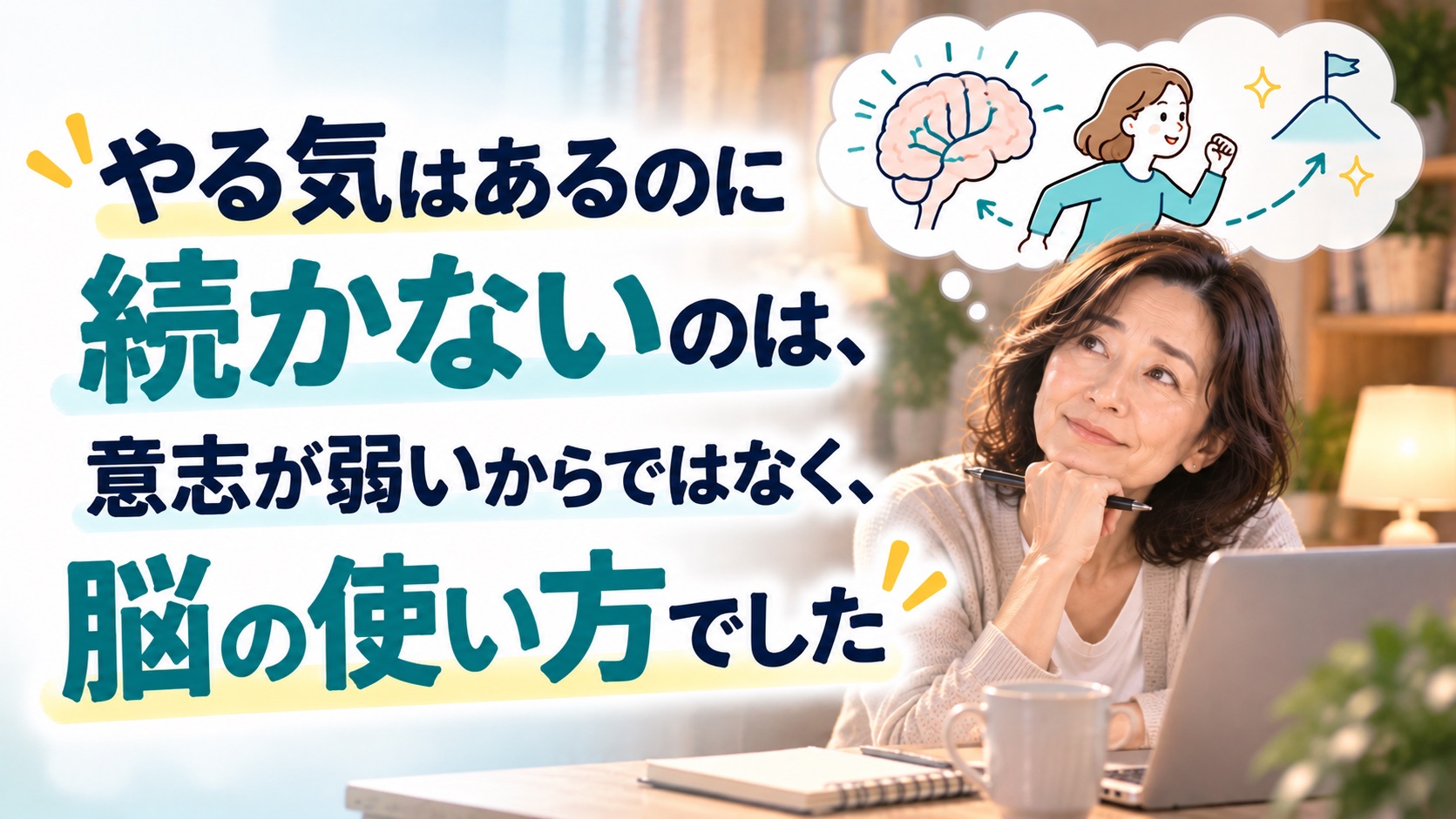 やる気があるのに続かないのは意志弱いからではなく、脳の使い方